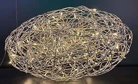 STAR TRADING LED Stein-Leuchte Galax für innen und außen, ovale Drahtgeflecht-Bodenleuchte in silber, warmweißes Deko-Licht, 55x30x25 cm