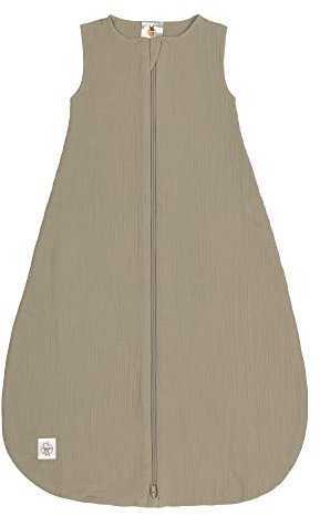 LÄSSIG Saco de dormir de verano sin mangas de algodón muselina certificado GOTS unisex/Muslin Sleeping Bag/Muslin Sleeping Bag olive, talla 74/80 7-12 meses