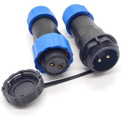 Elecbee SP21 2 Pines Conector de aviación, IP68 Impermeable 2 Pin Aviación Enchufe Roscado Industrial Circular Conector Macho y Hembra Conector de Cable en Línea Accesorios metálicos