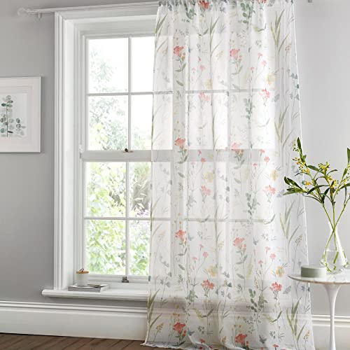 Dreams & Drapes Tende per Interni, Tendaggi Spring Glade – Pannello in Voile con Fessura Superiore, 140 x 228 cm, Multicolore