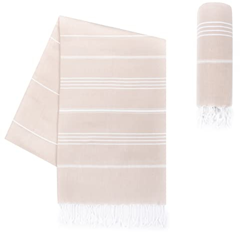 LAYNENBURG telo mare premium con frange annodate a mano - 100% cotone Telo fouta hammam XXL 100x200 cm - OEKO-TEX 100 - telo hamam grande - asciugamano sauna e pestemal (Verde scuro)