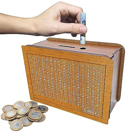 Salvadanaio Riutilizzabile in Legno, Retro Aiuta a Sviluppare l'Abitudine di Risparmio, 5000€