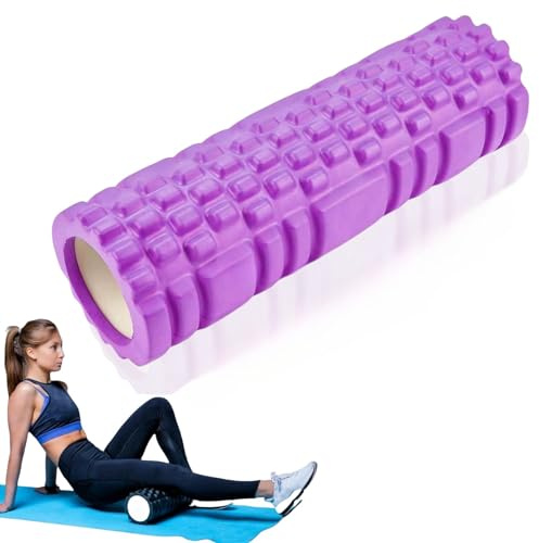 Rullo Massaggio Muscolare, Rullo in Schiuma Massaggiatore, Rullo Fitness in EVA 30×9.5cm, Foam Roller di Automassaggio Muscolare, Pilates Roller Foam, Rullo per Fasce per Esercizi Yoga(Viola)