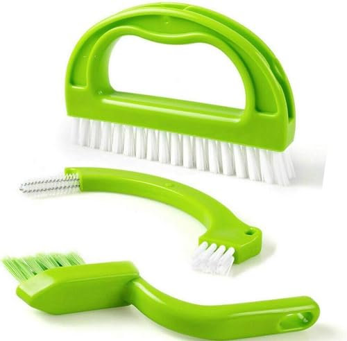 FIXTEK 3 in 1 Grout Cleaner Brush Stiff Cleaning Brush For Bathroom & Kitchen Small Wash Basin Cleaning Brush tools Remove Mould Dirt & Grime Grout brush tiles Floor & Sink