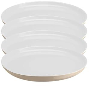 Emile Henry Everyday Collection - Juego de 4 platos llanos de cerámica de 11 pulgadas, azúcar y crema