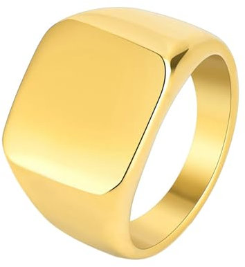Whoiy Ringe Verlobung Partnerringe Gravur, Schmucklos Poliert Ausgefallene Verlobungsringe Edelstahlring Gold Ring für Männer Größe 62 (19.7)