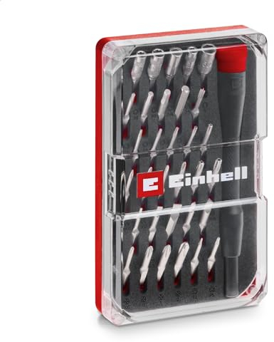 Set originale Einhell di 33 pezzi per riparazioni di precisione e di elettronica (punte di precisione, bussole di precisione e portapunte per cacciaviti, inclusa pratica scatola di conservazione)