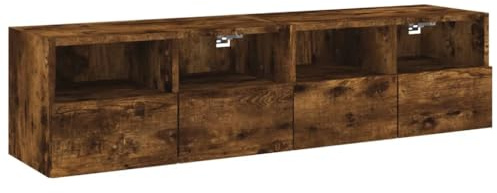 vidaXL Väggmonterad tv-bänk 2 st rökfärgad ek 60x30x30 cm, väggenhet, väggmonterad TV-enhet, väggmonterat skåp, TV-väggenhet, hängskåp, väggförråd
