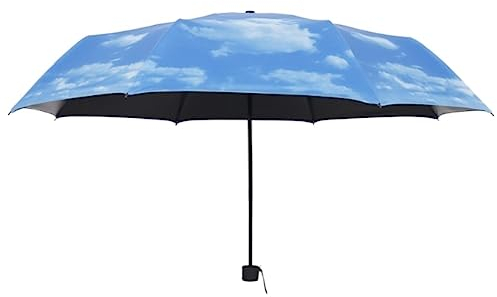 DEEDAV Golfschirme Himmelsschirm, Blauer Himmel, Weiße Wolke, Sonniger Regenschirm, Faltbarer Sonnenschirm, Super Sonnenschutz Familien Regenschirm (Color : Blue, Size : 24 * 5 * 5cm)