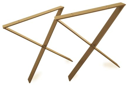 modernLOFTart Tischbeine Gold - Metall X-Form - 2X Tischgestell Flachstahl 80x10 mm - DIY Tischkufen für Wohnzimmertisch, Esstisch - Breite 80 cm, Höhe 72 cm