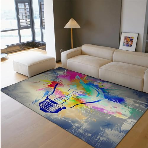 Aquarell Graffiti Bereich Teppich Hip Hop Stil Großer Teppich Waschbare Matte Regenbogen Farbe Spritzer Teppich für Kinder Schlafzimmer Wohnzimmer 180 x 210 cm