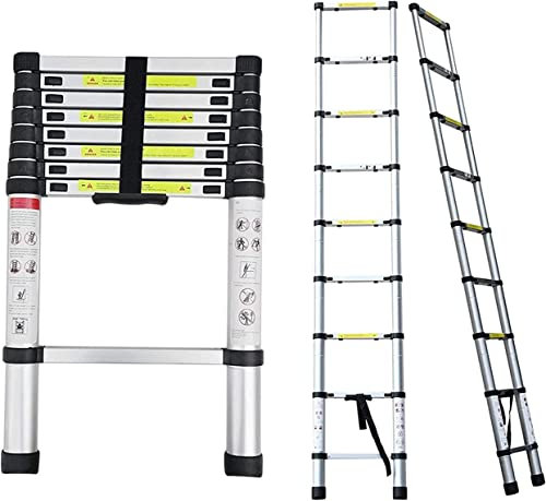 DLNTXFDG Scala telescopica da 8 m/7 m/6,2 m/5 m/4,2 m/3,8 m/2,6 m, Scala Estensibile in Alluminio, Scala telescopica per impieghi gravosi per soffitta sul Tetto, casa, Esterno, carico 150 k