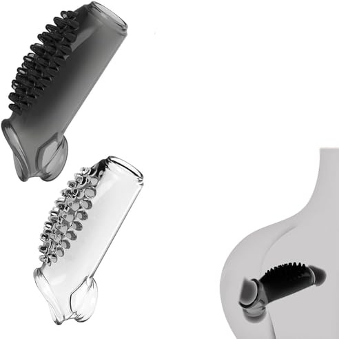 Lot de 2 manchons de pénis réutilisables en silicone liquide - Manchettes de pénis réalistes avec anneau de testicules épais - Jouet sexuel pour gaine de pénis pour agrandissement du pénis