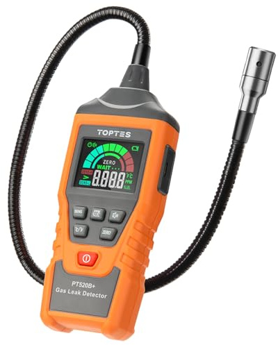 Rechargeable Gas Leak Detector, PT520B+ Natural Gas Leak Detector with a 17-inch Probe to Situate Gas Leaks for Propane, Natural Gas, Methane, LPG in RV or Home, Measuring PPM or%LEL - Orange