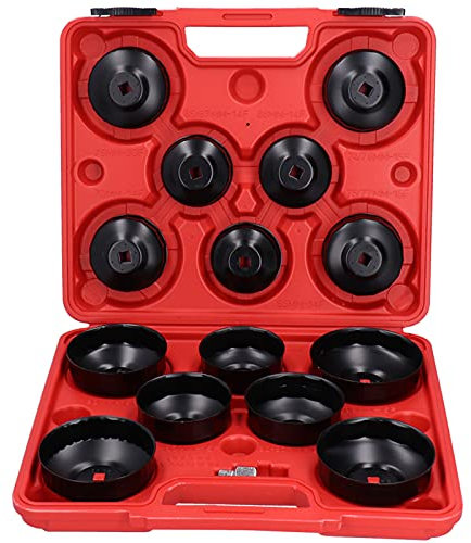 PMJMANKI Ölfilterkappenschlüssel-Steckschlüsselsatz, 15-teilig, Cuppe-Entfernungswerkzeug, 3/8-Zoll-Antrieb, mit Aufbewahrungsbox