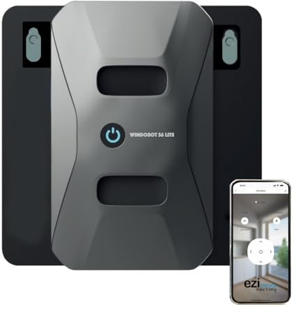 EZICLEAN Windobot S6 Pro – Robot lavavetri connessi – Doppia spruzzatura automatica (Navig+), aspirazione potente e sicurezza multi-sensore, ideale per vetri e verande, colore: bianco