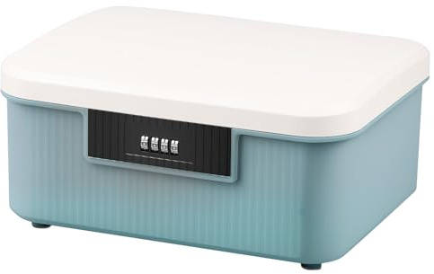 KTCINA Abschließbare Aufbewahrungsbox 26 x 22 x 12 cm ca. 9 L Modern Organizer Box mit 4-stelligem Zahlenschloss für Home Office Schule (Blau)