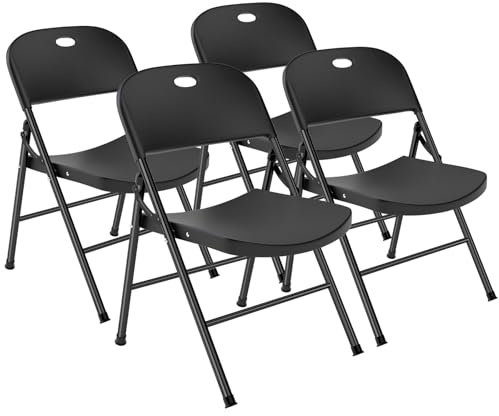 BULAGE 4er Set Gartenstühle, Großer Rücken Gartenstuhl Klappbar, Klappbare Outdoor Stühle Gartenstuhl bis 180 kg Belastbar Essstühle, Stabiler Klappsessel für Garten Balkon Camping Treffen, Schwarz