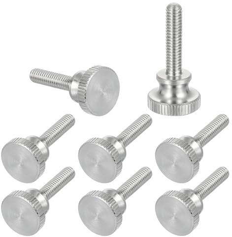 sourcing map M4x16mm Knurled Thumb Screws, 304 Stainless Steel Diamond Head Thumb Screws Metric Knurled Head Bolts with Shoulder Grip Knobs Hand Tighten Thread Fasteners, 12mm Dia. 8 Pcs
