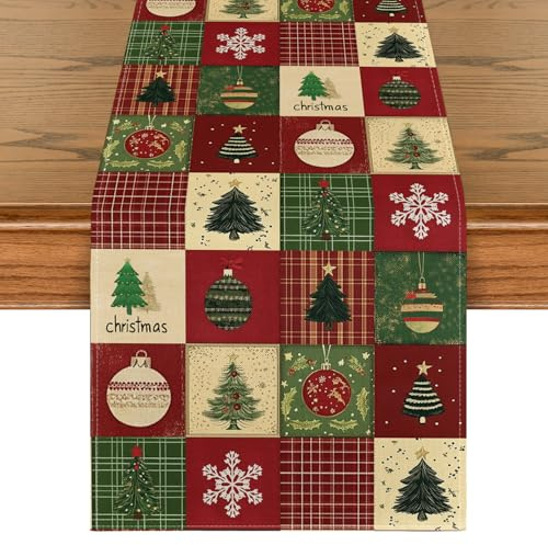 Artoid Mode Karierte Bäume Winter Tischläufer, Küche Tisch Dekoration Urlaub 40x140 cm Party Dekor