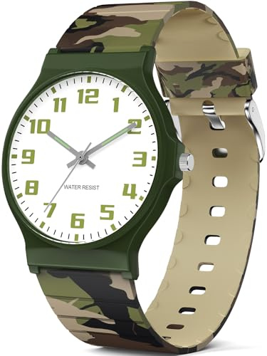 TENOCK Kids Analog Watch for Boys Girls, 30M Waterproof, Sports Watch with Thin Dial, Soft Strap, Easy to Read for Children Aged 5-15, Kids Birthday Gift