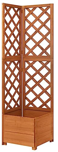 RJPLMFV Fioriera Angolare in Legno di Abete con Traliccio per Piante Rampicanti, Vaso da Esterno per Rose, Edera e Fiori, Ideale per Giardino e Patio