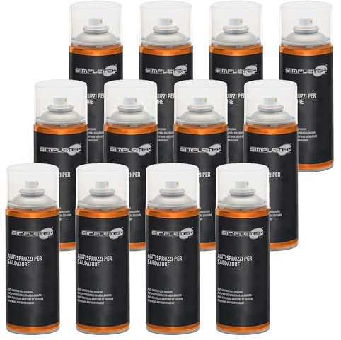 SIMPLETEK - 12x Bomboletta Spray Antispruzzi Anti-spatter Anti-Grip per Saldature Autogene Elettriche Gas Inerti Senza Silicone (12 pezzi)