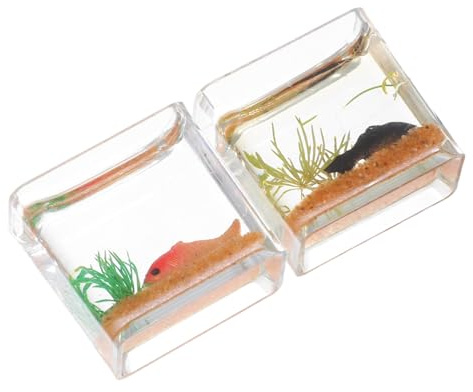 CORHAD 2 Stück Maßstab Realistisches Kleines Aquarium Dekoration für Puppenhaus Mini Goldfischschale als Tischdeko und Kleine Fischbecken für Sammler