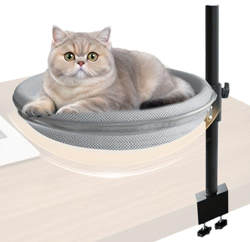 Cat Bed for Desk,Kitten Hammock 360° Rotatable | Soft Cat Furniture Resting Bed for RV Car Nightstand Radiator Counter Apartment Indoor Balcony Closet