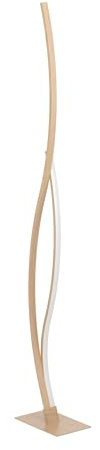 EGLO LED-lampa golvlampa Grisolia, designlampa för vardagsrum, böjd golvljus, metall med träutseende, varmvit, 129 cm