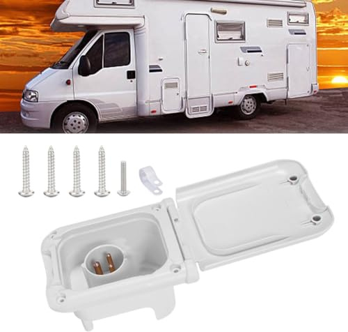 CashMuch Wasserdichte 16 A Rv Externe Steckdose mit Kontrollleuchte und Doppelbefestigungsdesign, H-Strom-Ladeanschluss für Wohnwagen und Camper
