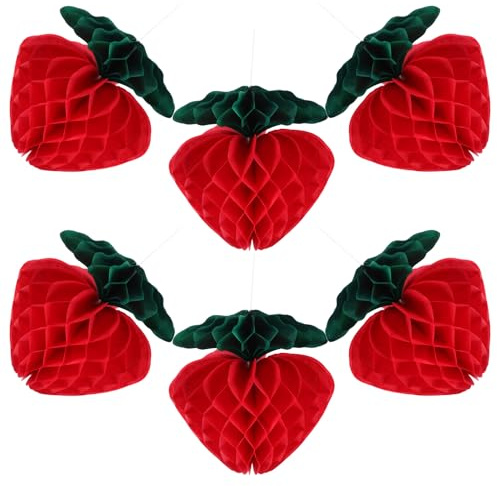 SEWACC 6pezzi Palla Decorativa Nido d Ape di Fragole di Carta Velina Ornamenti da Appendere per Shower Compleanni Decorazioni Interne ed Esterne