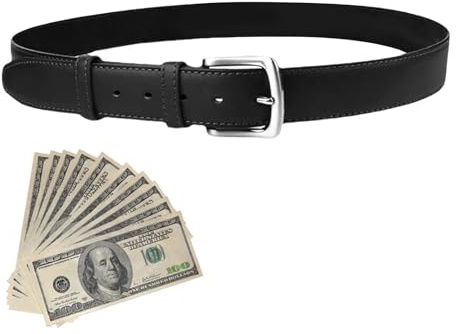 Ceinture de voyage – Ceinture de sécurité en cuir PU, antivol de sécurité de voyage avec poche zippée pour garder vos billets et objets de valeur, Noir, 115cm, Unisexe
