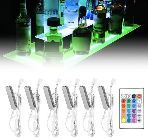BYZESTY 6er Set Vitrinenbeleuchtung,Glasbodenbeleuchtung LED mit Fernbedienung,LEDS Schrankleuchten,LED Schrankbeleuchtung Für Schränke Und Küchen,Vitrine,Regal,Tisch