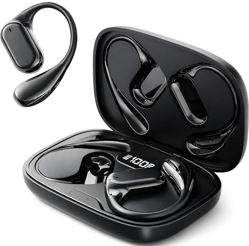 Open-ear headphones Bluetooth 5.4, with Noise Cancelling Mic, For iPhone/Android, Wireless Earbuds, 40H Playtime, LED digital display, IPX7 Waterproof Sports Earphones for Running Workouts Fitness
