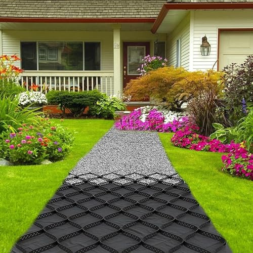 Sistema a griglia a terra – Stabilizzatore ghiaia per controllo fango paesaggistica, giardino, patio, sentieri e parcheggi, griglia da 1 x 1 m per pendii e cortili