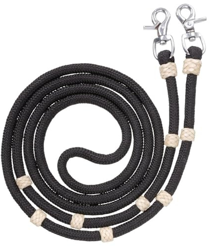 Royal King Braided Poly Cord Roping Reins - Black
