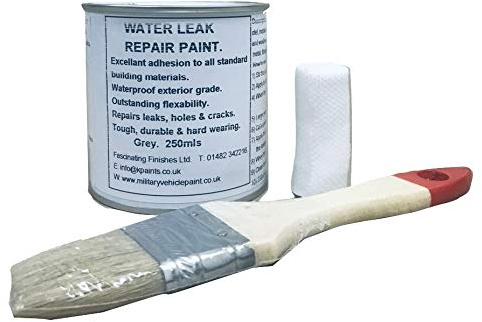 1 x 250ml Light Grey. Stop Water Leak Repair Paint Kit. Repairs Gaps Around Window Frames, Cracks In Roofs, Leaking Gutters & Fall Pipes. Use at Home, Van, Boat, Caravan, Mobile Home, Kennel, Cattery, Work, Care Home, Hotel, School.