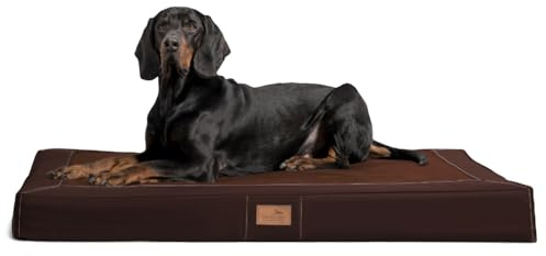 tierlando® Orthopädische Hundematratze Oscar VIP aus Kunstleder und Velours mit Visco-Schaumfüllung, druckentlastende Hundematte mit Rutschfester Unterseite Größe: 100x80cm | Farbe: 01 Braun