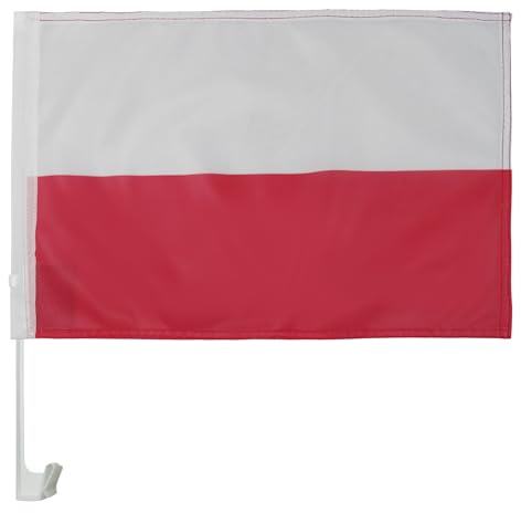 AZ FLAG Autofahne Polen 45x30 cm Polnische Mesh-Polyester Saugnapf | Für außen Autoflagge Polska genähte wetterfeste Ausführung mit Kunststoffstab