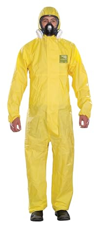 Ansell AlphaTec 2300 Model 132, Combinaison jetable, Protection chimique type 3/4/5, Combinaison de travail imperméable, Salopette et combinaison travail, Vêtement de travail Durable, L, 1 unité