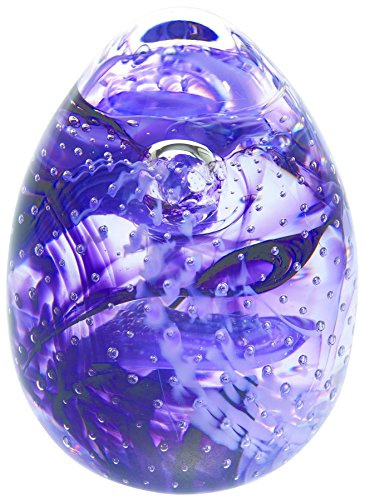 Caithness Glass Blessings Purple Paperweight | Handcrafted in Scotland | 65mm x 50mm | Emerald Green Glass Swirl | Ornamental | Gift Boxed