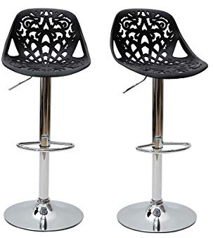 Miliboo Design-Barhocker Barock Schwarz 2er Set BAROCCA.