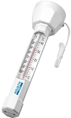Large Floating Pool Thermometer Aquatix Pro Premium Water Temperature Thermometers with String, Shatter Resistant, for Outdoor & Indoor Swimming Pools, Spas, Hot Tubs, Aquariums & Fish Ponds (1)