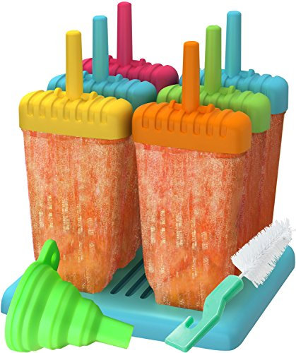 Popsicles Molds, Ozera Set of 6 Reusable Ice Pop Molds, Easy Release Cream Popcical Popsicle Maker for Homemade Popsicles With Funnel & Cleaning Brush