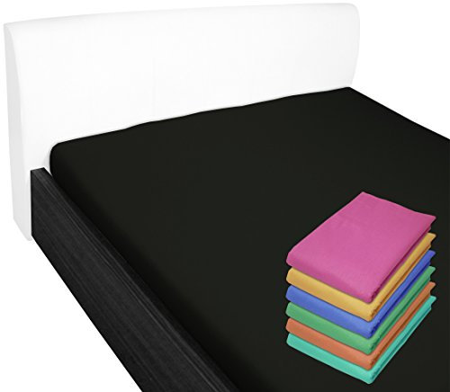 Nurtextil24 Bettlaken 150x240cm 28 Farben 100% Baumwolle ohne Gummizug (90x200cm & 100x200cm) Schwarz