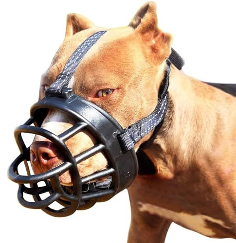 gudong Dog Muzzle,Soft Basket Silicone Muzzles for Dog,Prevent Biting Chewing and Barking, Allows Drinking and Panting (Size 4)