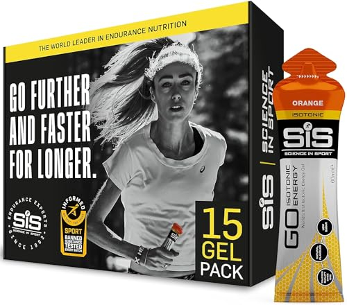 Science In Sport GO Isotonic Energy Gels, Running Gels with 22g Carbohydrates, Low Sugar, Orange Flavour, 60ml Per Serving (15 Pack)