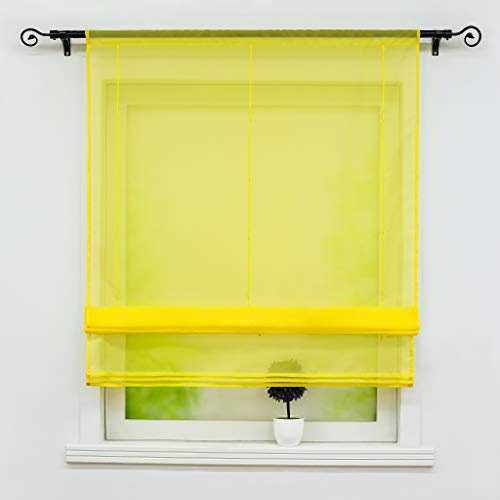 Joyswahl Voile Raffrollo mit Tunnelzug Transparente Unifarbiges Bändchenrollo »Sophia« Schals mit Stangendurchzug Fenster Vorhänge BxH 140x155cm Gelb 1er Pack