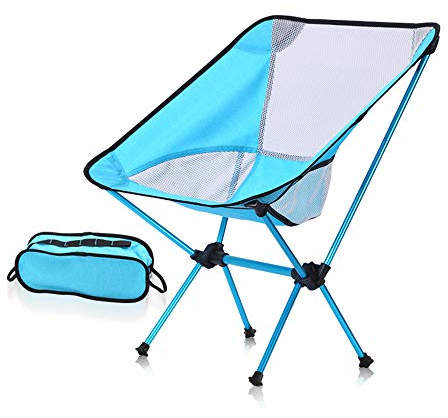 WANGLXFC Tragbar Klappstühle Campingstühle Ultraleicht Angelstuhl Klappstuhl Moonchair Camping Hocker Mit Rückenlehne, Tragetasche Für Angeln, Wandern, Picknick, Bis Zu 150kg Unisex, Blue